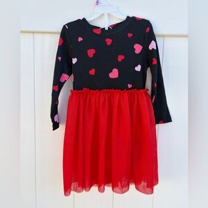 Lily & Dan Girls Heart Fit & Flare Dress Black Red Pink XS 4-5 Cotton NEW